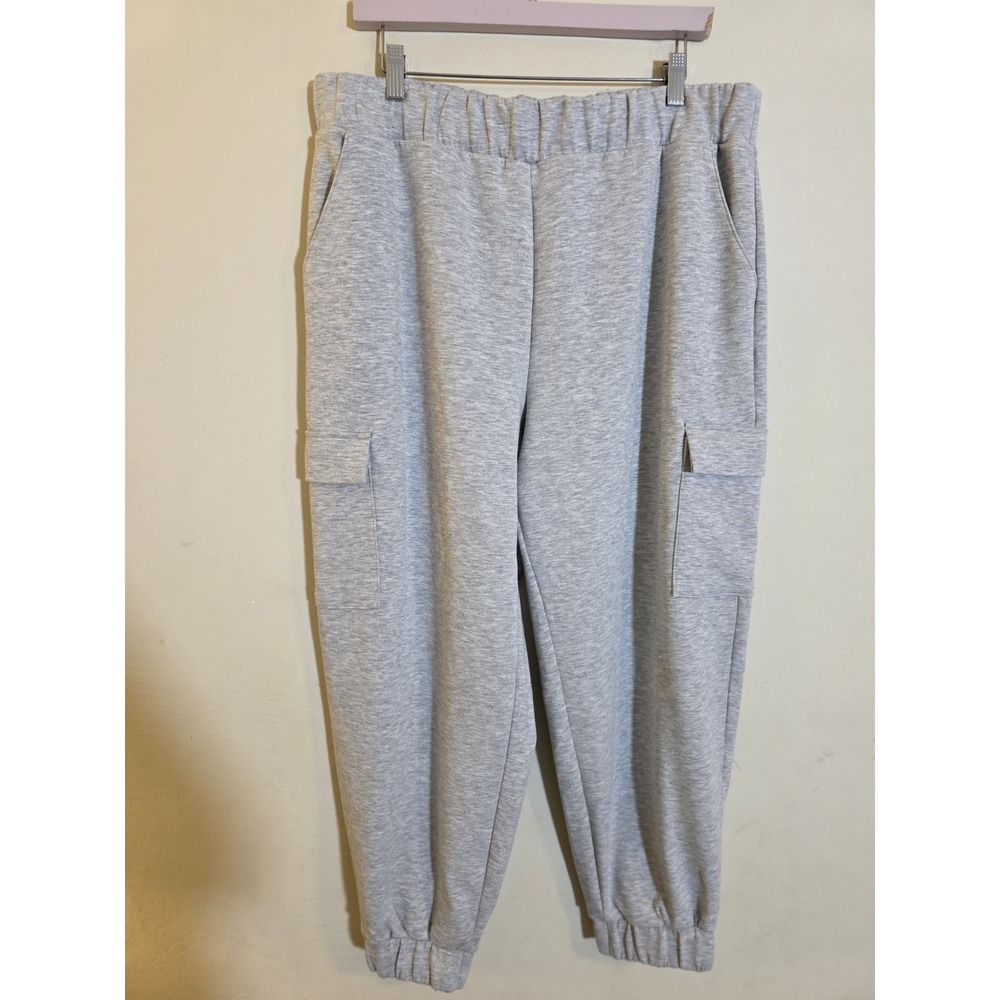 Express Women's Size XL Gray‎ High Waisted Luxe Lounge Cargo Joggers Ankle